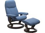 Relaxsessel STRESSLESS "Consul", blau (lazuli blau), B:85cm H:100cm T:77cm, Leder BATICK: BATICK ist ein leicht korrigiertes, durchgefärbtes und genarbtes Möbelleder, bei dem die meisten Unebenheiten und Spuren in der Regel entfernt wurden.;Leder PALOMA: PALOMA ist ein durchgefärbtes Semianilin-Möbelleder mit natürlicher Narbung.;ROHLEDER Stoff Q2 FARON: Ein fester zuverlässiger Bouclé mit einem s