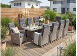 Garten-Essgruppe KONIFERA "Monaco", grau, Polyrattan, Sitzmöbel-Sets, Garten-Essgruppe, Rückenlehne verstellbar, Tischplatte aus 5mm starkem Sicherheitsglas
