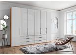 Kleiderschrank WIEMANN "Monaco", braun (bianco, eiche, nachbildung, glas weiß), B:295,3cm H:216cm T:58cm, Floatglas, Holzwerkstoff, Schränke, Kleiderschrank, mit Glasfront sowie hochwertige Beschläge inkl. Dämpfung