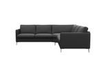 Ecksofa FLEXLUX "Fiore, gleichschenklig, bequem durch hochwertigem Sitzaufbau", schwarz (deep schwarz), B:249cm H:85cm T:92cm, 100% Echteder, Sofas, Ecksofa, schmale Armlehnen, super Sitzkomfort durch Kaltschaum, Füße Alu