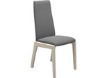 Polsterstuhl STRESSLESS "Laurel", grau (dunkelgrau dinamica, eiche gekalkt), B:57cm H:92cm T:59cm, Microfaser DINAMICA (88% Polyester, 12% Polyurethan), Stühle, Polsterstuhl, Low Back, Größe L, mit abgerundeten Beinen in Eiche gekalkt