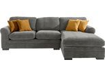 Ecksofa HOME AFFAIRE "Broughton L-Form", grau, B:279cm H:92cm T:178cm, 100% Polyester, Sofas, Ecksofa, weicher Sitzkomfort, incl. 4 Zierkissen, Keder