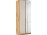 Drehtürenschrank OTTO HOME "Kleiderschrank Kleiderschränke Schrank Garderobe AGORDO mit Glasfront", beige (eiche artisan, glas beige (champagner)), B:91cm H:229cm T:54cm, Holzwerkstoff, Schränke, Drehtürenschrank, durchdachte Innenausstattung, in 8 Breiten und 2 Höhen MADE IN GERMANY