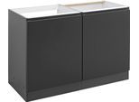 Spülenschrank KOCHSTATION "KS-Bruneck", grau (grau matt), B:60cm H:82cm T:60cm, Holzwerkstoff, Schränke, Spülenschrank, >>Bruneck