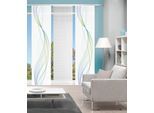 Schiebegardine VISION S "3ER SET HEIGHTS" Gr. 1, blau (blau, grün), B:60cm H:260cm, Polyester, Gardinen, Schiebegardine, HxB: 260x60, Schiebevorhang 3er Set Digitaldruck