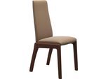 Polsterstuhl STRESSLESS "Laurel", braun (almond paloma, walnuss), B:57cm H:92cm T:59cm, Leder PALOMA: PALOMA ist ein durchgefärbtes Semianilin-Möbelleder mit natürlicher Narbung., Stühle, Polsterstuhl, Low Back, Größe L, mit abgerundeten Beinen in Walnuss