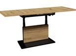 Couchtisch MÄUSBACHER "Lift Couchtisch", braun (vulkanschwarz supermatt, asteiche, asteiche), B/H/T: 160cm x 75cm x 70cm, Synchron-Auszug, Tische, Couchtisch, höhenverstellbar 56-75cm, Breite Tischplatte 120-160cm, Metallgestell