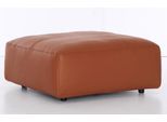 Hocker MUSTERRING "LUCIA", braun (brandy bax), B:100cm H:43cm T:100cm, Flachgewebe VALMONT (60% Baumwolle/40% Leinen);Leder PURO, pigmentiertes Leder;Microfaser CRONA (100% Polyester);Flachgewebe FLORIS (100% Polyester);Leder BAX, pigmentiertes Leder, Hocker, Hocker