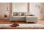 Ecksofa HOME AFFAIRE "Györ", beige (beige 1), B:235cm H:88cm T:160cm, Microfaser (100% Polyester);Luxus-Microfaser Lederoptik (100% Polyester);Struktur (100% Polyester);Samtoptik (100% Polyester);Struktur weich (100% Polyester), Sofas, Ecksofa, L-Form, wahlweise mit Bettfunktion und Bettkasten incl. 2 Zierkissen