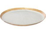 Dekoteller CREATIV DECO "AGNES Weihnachtsdeko", gold (weiß, goldfarben), H:3cm Ø:43cm, Metall, Dekoschalen, Dekoteller, mit Gold-Akzent