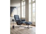 Relaxsessel STRESSLESS "Mayfair", blau (sparrow blau paloma), B:83cm H:102cm T:74cm, Leder PALOMA: PALOMA ist ein durchgefärbtes Semianilin-Möbelleder mit natürlicher Narbung., Sessel, Relaxsessel, mit Hocker, mit Cross Base, Größe S, M & L, Holzakzent Wenge