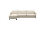 Ecksofa FLEXLUX "Fiore, L-Form", weiß (warm weiß), B:247cm H:85cm T:92cm, 100% Echteder, Sofas, Ecksofa, schmale Armlehnen, Kaltschaum, Füße Alu+schwarz
