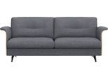 2,5-Sitzer FLEXLUX "Glow Sofa, Couch", blau (navy blau), B:191cm H:81cm T:91cm, 62% Polyester/17%Baumwolle/14%Viscose/7%Leinen, Sofas, 2 5-Sitzer, Premium-Sitz: Kaltschaum & Federkern, Arml. Walnuss, Fuß Alu