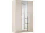 Drehtürenschrank OTTO HOME "Kleiderschrank Kleiderschränke Schrank Garderobe AGORDO mit Glasfront", beige (beige, glas beige (champagner)), B:136cm H:210cm T:54cm, Holzwerkstoff, Schränke, Drehtürenschrank, durchdachte Innenausstattung, in 8 Breiten und 2 Höhen MADE IN GERMANY