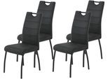 4-Fußstuhl HELA "PETRA", schwarz (vintage anthrazit, schwarz, schwarz, vintage anthrazit), B:43cm H:99cm T:61cm, 100% Polyester, Stühle, 4-Fußstuhl, Vierfußstuhl; Vintage Optik; mit Griff; Rundrohrgestell