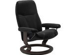 Relaxsessel STRESSLESS "Consul", schwarz (schwarz batick), B:85cm H:100cm T:77cm, Leder BATICK: BATICK ist ein leicht korrigiertes, durchgefärbtes und genarbtes Möbelleder, bei dem die meisten Unebenheiten und Spuren in der Regel entfernt wurden.;Leder PALOMA: PALOMA ist ein durchgefärbtes Semianilin-Möbelleder mit natürlicher Narbung.;ROHLEDER Stoff Q2 FARON: Ein fester zuverlässiger Bouclé mit e
