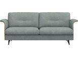 2,5-Sitzer FLEXLUX "Glow Sofa, Couch", blau (sky blau), B:191cm H:81cm T:91cm, 62% Polyester/17%Baumwolle/14%Viscose/7%Leinen, Sofas, 2 5-Sitzer, Premium-Sitz: Kaltschaum & Federkern, Arml. Walnuss, Fuß Alu