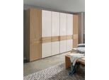Kleiderschrank WIEMANN "Kiruna", braun (eiche teilmassiv, champagnerglas), B:295,2cm H:197cm T:58cm, Floatglas, Holz teilmassiv, Schränke, Kleiderschrank, mit Champagnerglas
