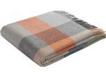 Plaid BIEDERLACK "Britta", orange (grau, orange, beige), B:130cm L:170cm, Wolle, Wohndecken, Plaid, im Karo-Look, Kuscheldecke