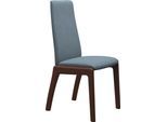 Polsterstuhl STRESSLESS "Laurel", blau (light blau dinamica, walnuss), B:57cm H:92cm T:59cm, Microfaser DINAMICA (88% Polyester, 12% Polyurethan), Stühle, Polsterstuhl, Low Back, Größe L, mit abgerundeten Beinen in Walnuss