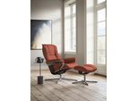 Relaxsessel STRESSLESS "Mayfair", rot (henna paloma), B:79cm H:102cm T:73cm, Leder PALOMA: PALOMA ist ein durchgefärbtes Semianilin-Möbelleder mit natürlicher Narbung., Sessel, Relaxsessel, mit Hocker, mit Cross Base, Größe S, M & L, Holzakzent Wenge