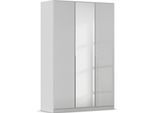 Drehtürenschrank OTTO HOME "Kleiderschrank Kleiderschränke Schrank Garderobe AGORDO mit Glasfront", grau (seidengrau, glas seidengrau), B:136cm H:210cm T:54cm, Holzwerkstoff, Schränke, Drehtürenschrank, durchdachte Innenausstattung, in 8 Breiten und 2 Höhen MADE IN GERMANY