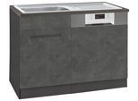 Spülenschrank KOCHSTATION "KS-Tulsa", grau (betonfarben dunkel), B:110cm H:85cm T:60cm, Schränke, Spülenschrank, 110 cm breit, inkl. Tür/Sockel für Einbaugeschirrspüler, Metallgriff