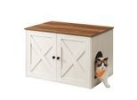 FEANDREA M Katzenklo Schrank Honigbraun-Vintageweiß