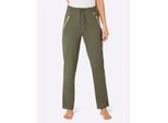 Dehnbund-Hose FEEL GOOD, Damen, Gr. 24/25, Kurzgrößen, grün (khaki), 50% Baumwolle, 50% Polyester, gemustert, mehrfarbig, unifarben, Hosen