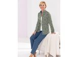 Hausanzug FEEL GOOD, Damen, Gr. 20/21, blau (rauchblau, schilf, gemustert), 75% Polyester, 20% Viskose, 5% Elasthan, Hose:95% Baumwolle, 5% Elasthan, Homewear-Sets Hausanzug