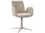 Lomoco Armlehnstuhl, Taupe, Metall, Textil, Leoprint, Drehkreuz, 62x85.5x61.5 cm, Bsci, Stoffauswahl, Sitzfläche 360° drehbar, Esszimmer, Stühle, Esszimmerstühle, Armlehnenstühle