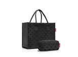 Reisenthel Einkaufstasche Daily shopper set 1 glossy dots black, Schwarz, Textil, Punkte, 43x8x36 cm, großes Hauptfach, Freizeit, Koffer & Taschen, Einkaufstaschen