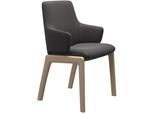 Polsterstuhl STRESSLESS "Laurel", grau (rock paloma, eiche gekalkt), B:58cm H:92cm T:59cm, Leder PALOMA: PALOMA ist ein durchgefärbtes Semianilin-Möbelleder mit natürlicher Narbung., Stühle, Polsterstuhl, Low Back mit Armlehne, Größe L, abgerundete Beine in Eiche gekalkt