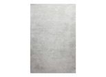 Teppich HOMIE LIVING "Pisa", grau (hellgrau creme meliert), B:200cm H:25mm L:290cm, Polyester, Teppiche, Teppich, Hochflor, Microfaser, uni, weich, Shaggy, Wohnzimmer, Schlafzimmer
