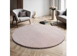 Teppich THE CARPET "Relax round", rosa (blush), H:16mm Ø:200cm, Polyester, Teppiche, Teppich, waschbarer Wohnzimmer Teppich modern rutschfest