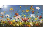 Wandbild ARTLAND "Wildblumenwiese blauer Himmel", bunt (farbe bild(er): bunt), B:40cm H:20cm, Bilder, als Leinwandbild, Poster in verschied. Größen