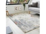 Teppich LUXOR LIVING "Montreal", beige (beige, blau), B:120cm H:12mm L:170cm, Polypropylen, Teppiche, Teppich, Kurzflor, modernes Design, Wohnzimmer, Schlafzimmer