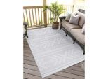 Teppich CARPET CITY "In-& Outdoorteppich Santorini 411, 3D-Effekt, Boho-Optik", grau, B:200cm H:5mm L:290cm, Polypropylen, Teppiche, Teppich, Wetterfest & UV-beständig für Terrasse, Balkon, Küche, Flur
