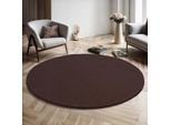 Teppich THE CARPET "Relax round", braun, H:16mm Ø:200cm, Polyester, Teppiche, Teppich, waschbarer Wohnzimmer Teppich modern rutschfest