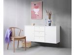 Sideboard HAMMEL FURNITURE "Mistral, Hochwertig Schrank, hängend/stehend montierbar", weiß, B:133cm H:61cm T:42cm, Sideboards, Sideboard, mit Türen und Schubladen, B: 133 cm, anpassungsbar Designmöbel