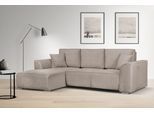 Ecksofa OTTO HOME "BEATRICE optionale Schlafsofa mit Bettkasten, B/T/H: 265/170/86 cm", grau (taupe), B:265cm H:86cm T:170cm, 100% Polyester, Sofas, Ecksofa, L-Form, wahlweise auch mit Bettfunktion und Bettkasten