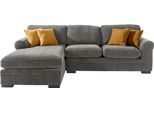 Ecksofa HOME AFFAIRE "Broughton L-Form", grau, B:279cm H:92cm T:178cm, 100% Polyester, Sofas, Ecksofa, weicher Sitzkomfort, incl. 4 Zierkissen, Keder