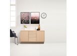 Sideboard HAMMEL FURNITURE "Mistral, Hochwertig Schrank, hängend/stehend montierbar", weiß (eiche weiß pigmentiert), B:133cm H:61cm T:42cm, Sideboards, Sideboard, mit Türen und Schubladen, B: 133 cm, anpassungsbar Designmöbel