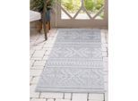 Teppich CARPET CITY "In-& Outdoorteppich Santorini 411, 3D-Effekt, Boho-Optik", grau, B:80cm H:5mm L:150cm, Polypropylen, Teppiche, Teppich, Wetterfest & UV-beständig für Terrasse, Balkon, Küche, Flur