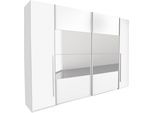 Schwebetürenschrank SCHLAFKONTOR "Kleiderschrank Drehtürenschrank Schrank Garderobe MEGA", weiß, B:312cm H:226cm T:60,3cm, Holzwerkstoff, Schränke, Schwebetürenschrank, mit Dreh- und Schwebetüren und Spiegel, viele Böden