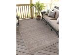 Teppich CARPET CITY "In-& Outdoorteppich Santorini 411, 3D-Effekt, Boho-Optik", braun, B:280cm H:5mm L:380cm, Polypropylen, Teppiche, Teppich, Wetterfest & UV-beständig für Terrasse, Balkon, Küche, Flur