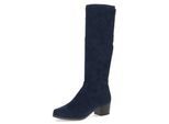 Stiefel CAPRICE, Damen, Gr. 38, XS-Schaft, blau (dunkelblau), Textil, Schuhe Stiefel, Blockabsatz, Schlupfstiefel mit Stretch-XS-Schaft in schmaler Form