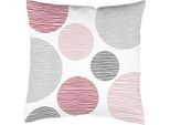 Dekokissen HOME WOHNIDEEN "BORDEN" Gr. 2, rosa (rosa, bedruckt), B:50cm L:50cm, Polyester, Dekokissen_Sitzkissen_Kissenhüllen, Kissenhülle mit Füllung, 1 Stück