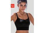Sport-BH LASCANA ACTIVE, Damen, Gr. 90, Cup B, schwarz, Microtouch, Obermaterial: 76% Polyamid, 24% Elasthan, BHs Sport-BH, ohne Bügel in Longform mit schimmerndem Unterbrustband