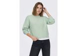 Rundhalspullover ONLY "ONLSIMONI L/S O-NECK PULLOVER KNT NOOS", Damen, Gr. M, grün (ether detail:melange), Strick, Obermaterial: 74% Polyacryl, 24% Polyester, 2% Elasthan, meliert, regular fit normal, Rundhals, Pullover Rundhalspullover, Materialmix, regular fit